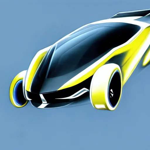 Image similar to 2050 concept of a Ford Focus flying car, concept art, sketch