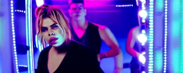 Image similar to 2 5 th anniversary 2 0 2 5 music video still, billie piper -'day & night ( billie's version ) ', produced by stargate tor & mikkel, popstar comeback single, choreography by jojo gomez, dancefloor, disco lights,'0 0 s nostalgia, singer - songwriter, nightclub, top 4 0