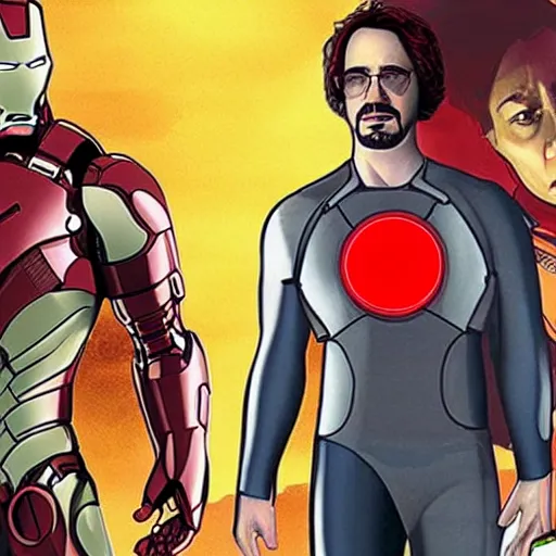 Prompt: ironman in ( a scanner darkly ) movie