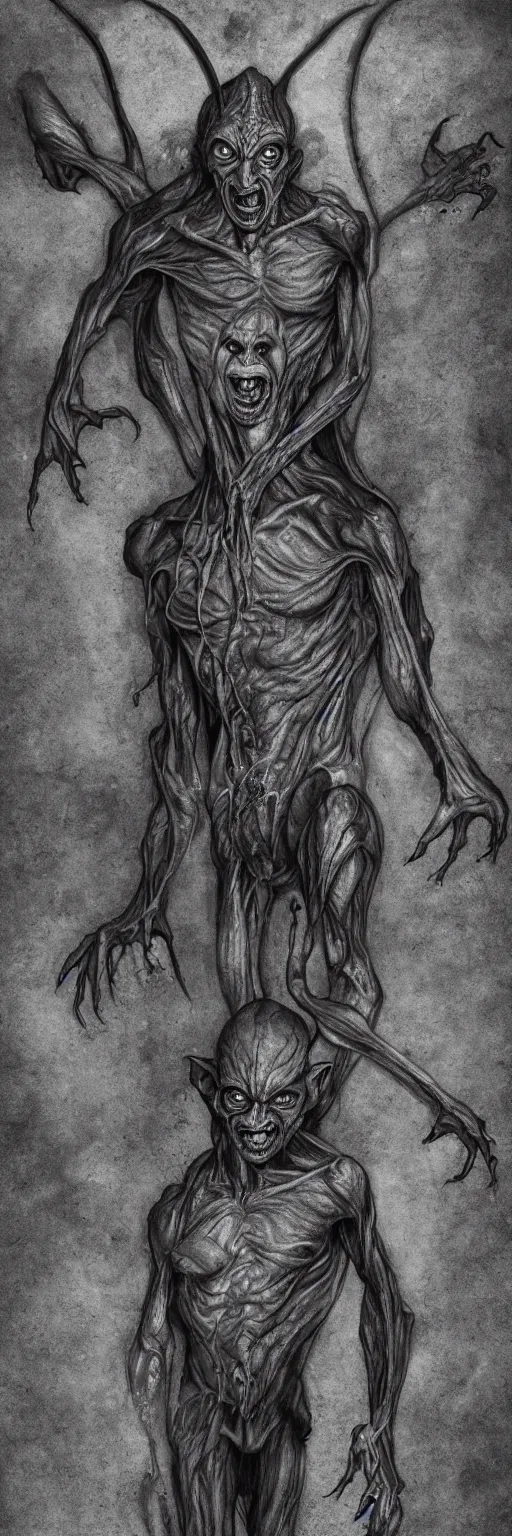 Image similar to photo of demon gollum, full body, detailed, sony a 7 r