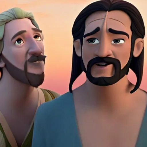 Prompt: a still from movie the road to el dorado, kenneth branagh as miguel, kevin kline as tulio, hyperrealism