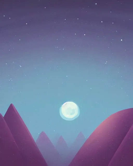 Image similar to beautiful painting of a serene moon at night, art by mike winkelmann, sky night, illustration, highly detailed, simple, smooth and clean vector curves, no jagged lines, vector art, smooth, artstation