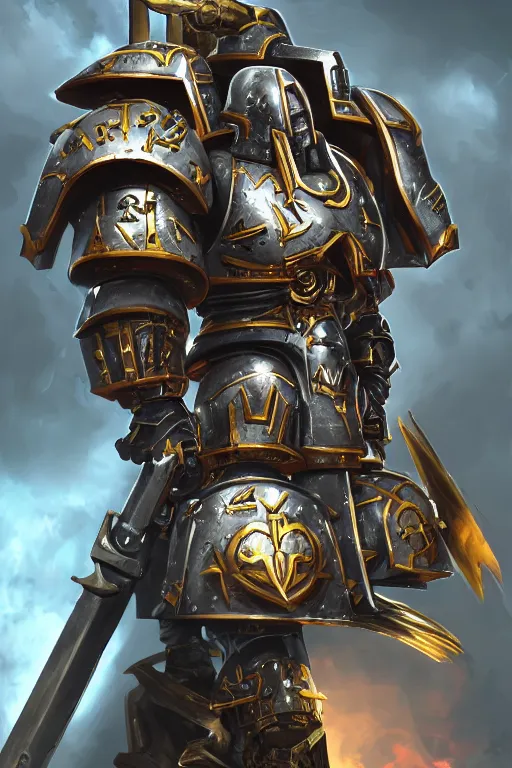 Image similar to armor portrait heros warhammer 4 0 k horus heresy fanart - the primarchs emperor by johannes helgeson animated with vfx concept artist & illustrator global illumination ray tracing hdr fanart arstation zbrush central hardmesh 8 k octane renderer comics stylized