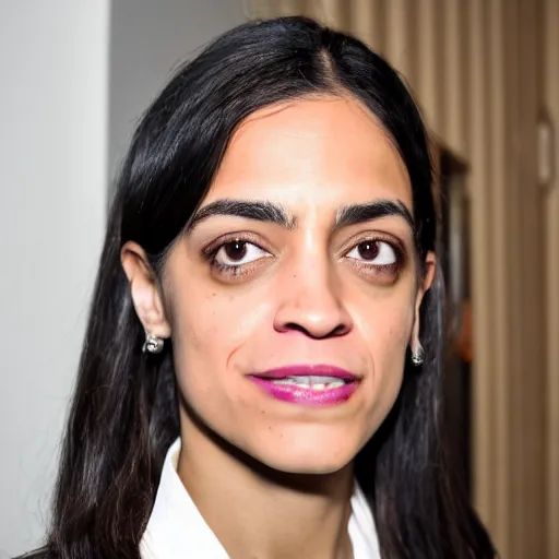 Prompt: Alexandria Ocasio-Cortez mixed with Rami Malek, photograph 4k