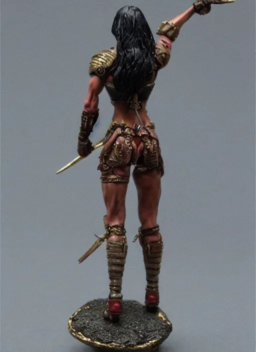 Image similar to Fine Image on the store website, eBay, Full body, 80mm resin detailed miniature of a Muscular female warrior, view from behind