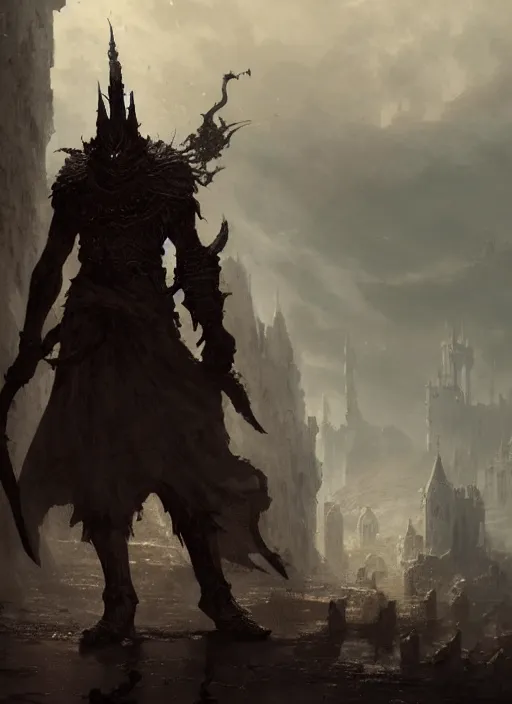 Image similar to 4k dark fantasy artwork of the ashen one from dark souls at Polignano a Mare 3, art by greg rutkowski, art by craig mullins, art by thomas kincade, art by Yoshitaka Amano