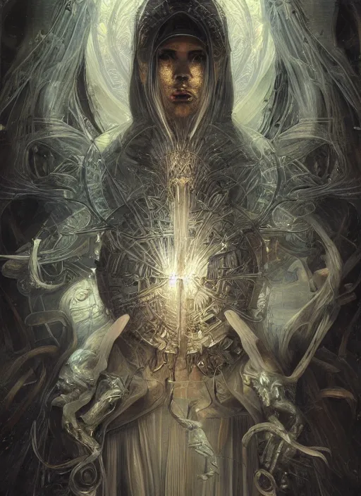 Image similar to album art divine holy district spell effect, physically accurate, moody dynamic lighting, very very intricate, very very elegant, highly detailed, digital painting, artstation, HR GIGER, Hieronymus Bosch, Francis Bacon, concept art, smooth, very beautiful, sharp focus, illustration, art by artgerm and greg rutkowski and alphonse mucha