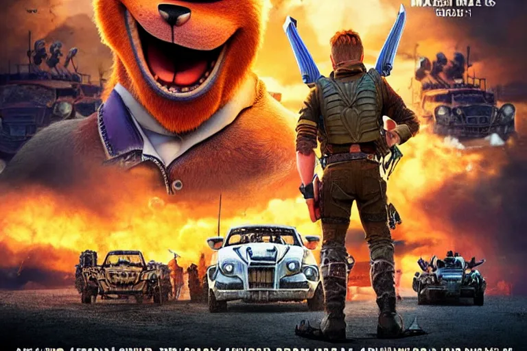 Image similar to nick wilde, heavily armed and armored facing down armageddon in a dark and gritty reboot from the makers of mad max : fury road : witness me