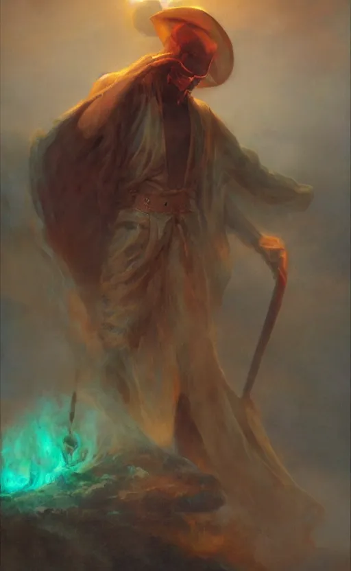 Image similar to the grime reaper holds the sands of time in his hand by kev walker and delphin enjolras and daniel f. gerhartz