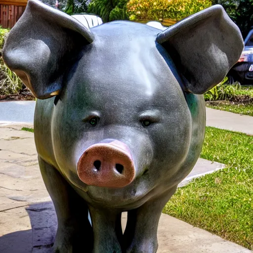 Image similar to photo of a pig statue 4 k, ultra hd