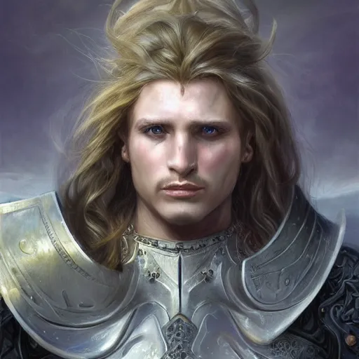 portrait, long - haired fantasy paladin in shining | Stable Diffusion