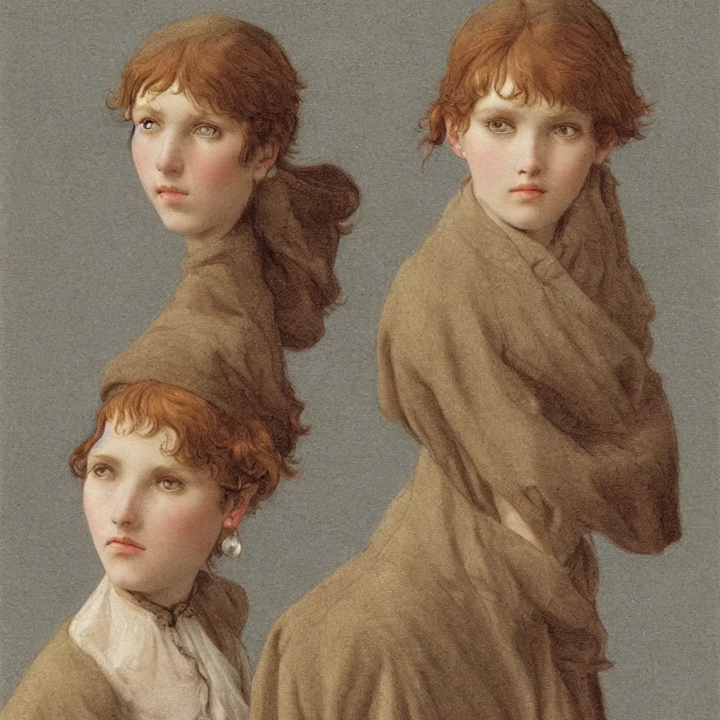 Image similar to girl with a pearl earringl, highly detailed, comicstyle, by caspar david friedrich