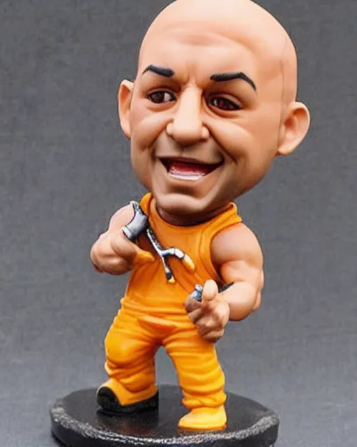 Image similar to a cute little plastic chibi statuette of vin diesel, ebay listing, product picture, advertisement, thumbnail