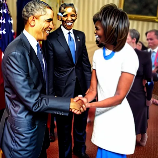 Image similar to amelia watson finally shakes hands with her hero, barack obama