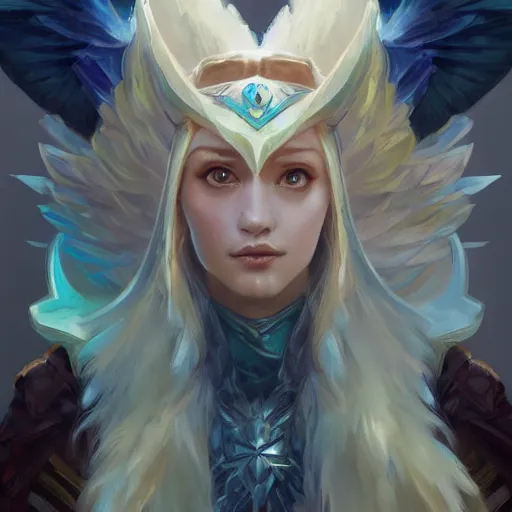 Prompt: ''portrait of anivia! from league of legends, lol, fantasy, dungeons and dragons, d & d, digital painting, artstation, concept art, sharp focus, illustration, art by greg rutkowski and alphonse mucha''