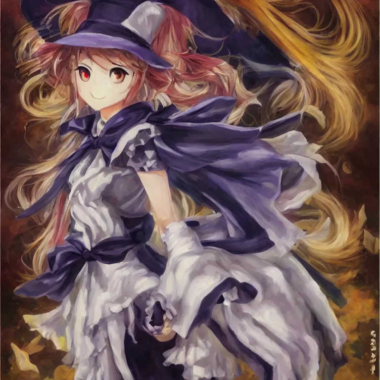 Prompt: beautiful oil painting of Marisa kirisame from touhou project