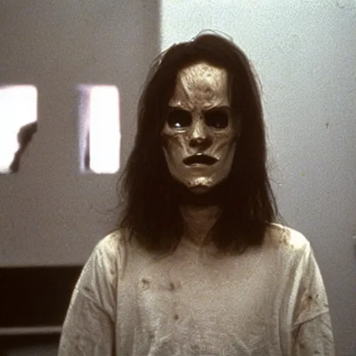 Image similar to Possession (1981) movie by Andrzej Żuławski, movie still, robot head and man head, dop