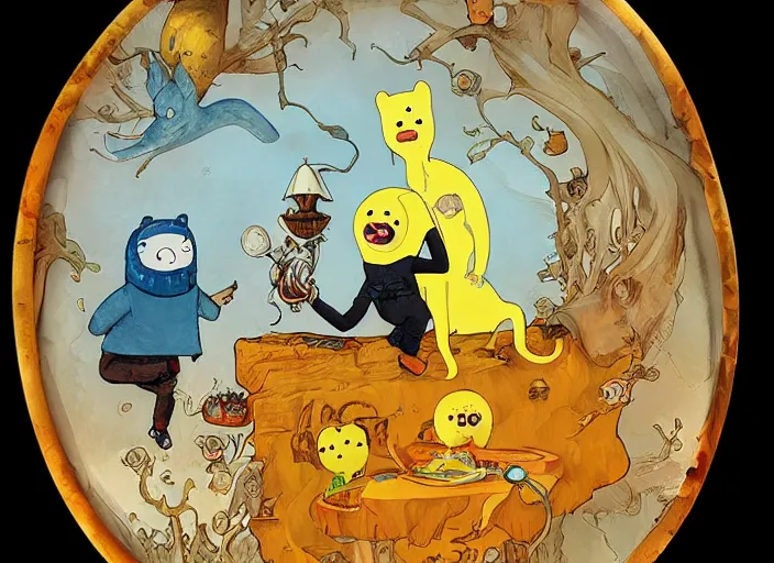 Prompt: adventure time painting carved in amber by chiara bautista and norman rockwell and greg rutkowski weta studio