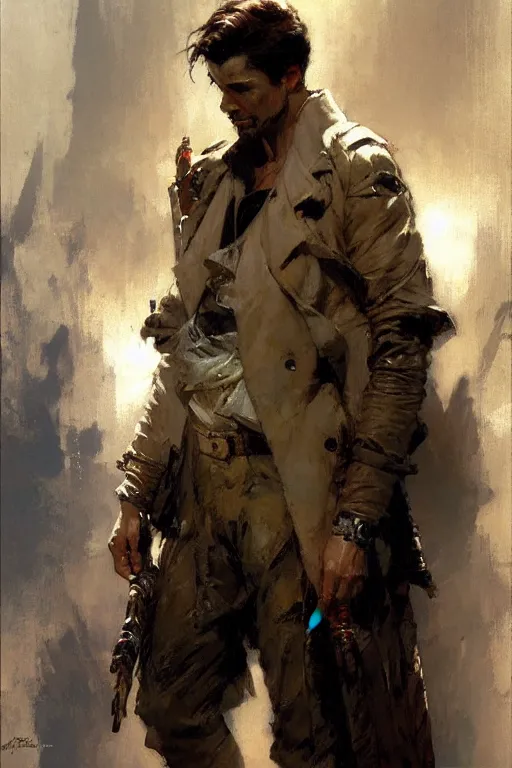 Prompt: attractive man, painting by gaston bussiere, craig mullins, j. c. leyendecker, yoji shinkawa