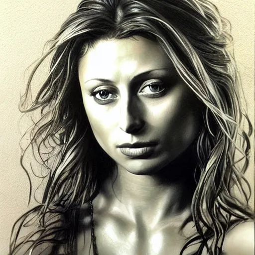 Prompt: pencil art, detailed portrait of aly michalka, intricate, hyper detailed, realistic, oil painting, by julie bell, frank frazetta, cinematic lighting