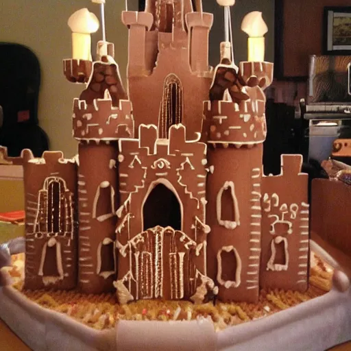 Prompt: castle by walt disney made out of gingerbread and stuff