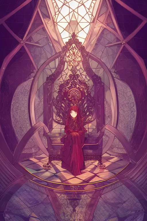 Prompt: intense acotar cover art bakground geometrical glass in the throne room, intricate, elegant, highly detailed, my rendition, digital painting, artstation, concept art, smooth, sharp focus, illustration, art by akira toriyama and sam bosma and james gilleard