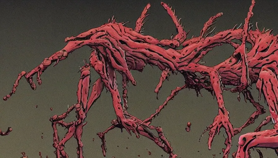 Image similar to a extremely gross disgusting and scary vile monster from neon genesis evangelion The Thing, Spawn, Horror necromorph by Cronenberg and greg nicotero special effects