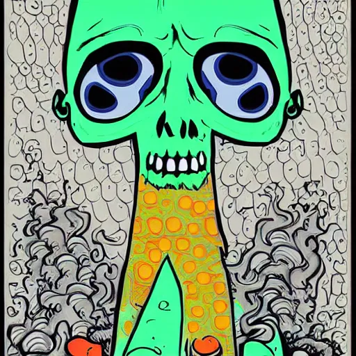 Prompt: digital art of nuclear bomb victim be a monster being art by chris monthell dennis style