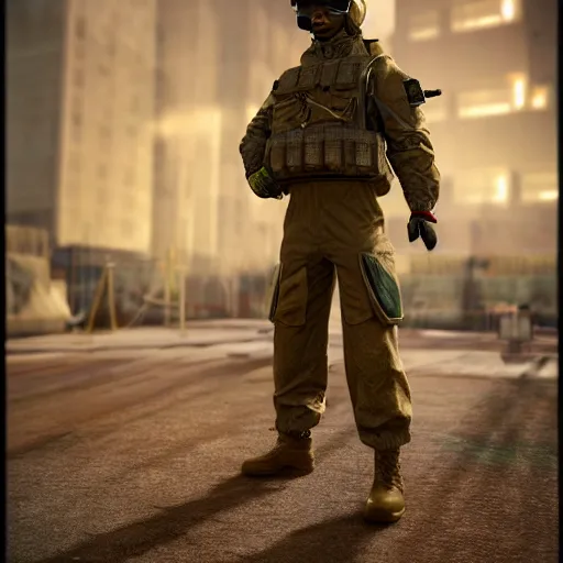 Image similar to a soldier wearing a nbc suit, atompunk style, 3 d render, octane, ray tracing, ultra high detail, photorealistic, 8 k