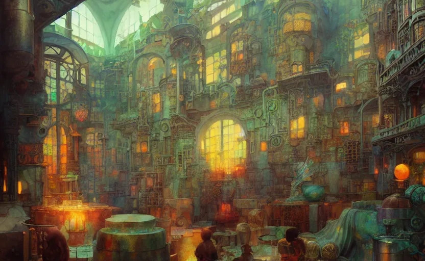 Image similar to alchemy laboratory, fantasy. intricate, amazing composition, colorful watercolor, by ruan jia, by maxfield parrish, by marc simonetti, by hikari shimoda, by robert hubert, by zhang kechun, illustration, gloomy