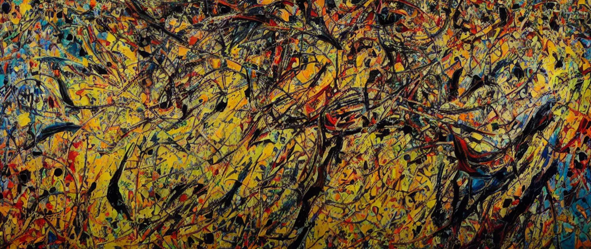 Image similar to you won't ever catch my love detailed and highly reliefed oil painting with canvas texture in style of Jackson Pollock and Rene Magritte photorealistic, surrealism, expressionism, masterpiece, balanced composition, vivid colors, trending on artstation, intricate oil details