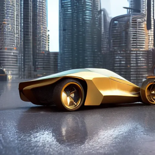 Image similar to car : motherboard forms in the style of zaha hadid architecture sci-fi futuristic setting ultra realistic photography, keyshot render, octane render, unreal engine 5 render , high oiled liquid glossy specularity reflections, ultra detailed, golden hour 4k, 8k, 16k in the style ofblade runner 2049 Cyberpunk 2077 ghost in the shell thor 2 marvel film : tilt shift: sharp focus