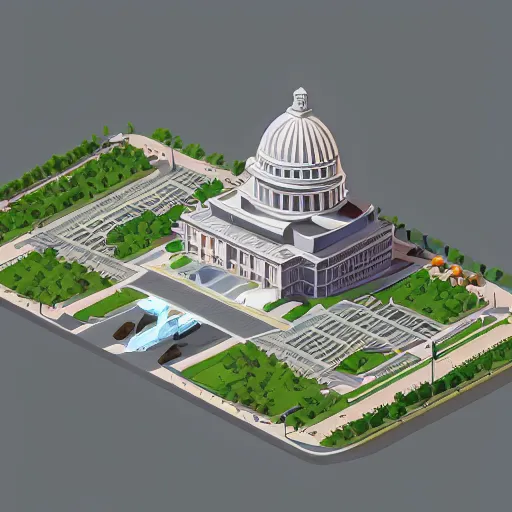 Image similar to united states capital and mall, isometric by rhads and beeple, cgsociety # isometric