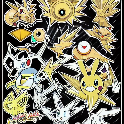 Image similar to pokemon vector illustration, weird pokemon, mystery pokemon, intricate detailed painting, illustration, sharp detail, manga 1 9 9 0