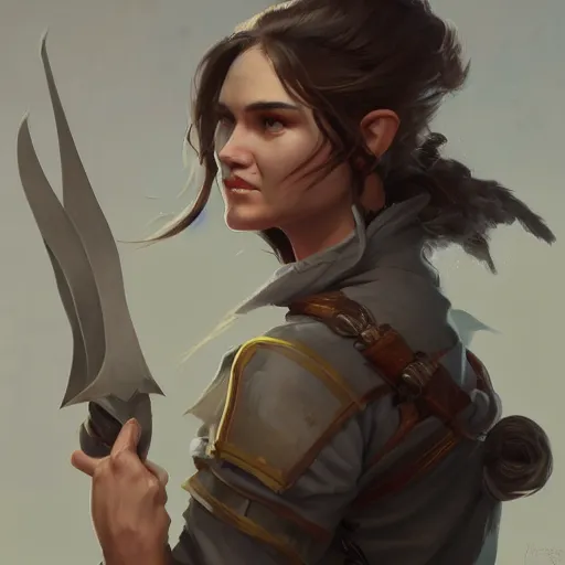 Prompt: portrait of Joy Corrigan as a D&D rogue, trending on artstation, illustration, cgsociety, 8k, cinematic art by Greg Rutkowski and Thomas Kinkade and William O'Connor