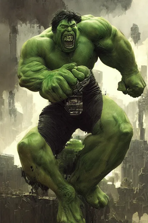 Image similar to Angry Keanu Reeves as green Hulk, marvel, dark, intricate, highly detailed, smooth, artstation, digital illustration by Ruan Jia and Mandy Jurgens and Artgerm and Wayne Barlowe and Greg Rutkowski and Zdislav Beksinski