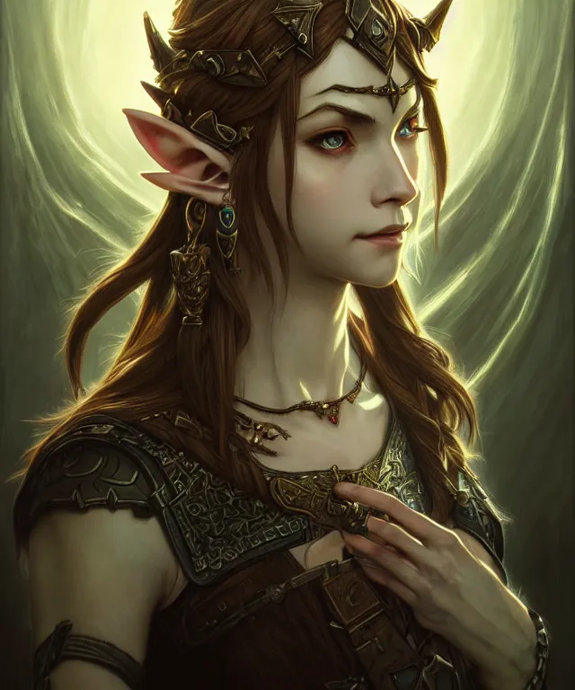 Image similar to dark fantasy, link legend of Zelda twilight Princess portrait, dark surrealist , fantasy, intricate, elegant, highly detailed, digital painting, artstation, concept art, smooth, sharp focus, illustration, art by artgerm and greg rutkowski and alphonse mucha