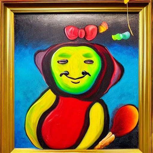 Image similar to a gummy bear painting in the style of salvador dali