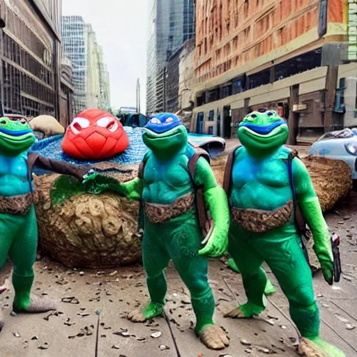 Prompt: a real life version of ninja turtles