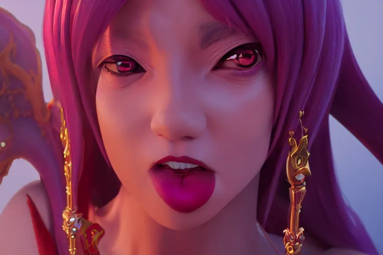 Image similar to character Lina Inverse from anime Slayers (1995 – 2009), Lina from game Dota 2, rendered in Cinema 4D and Octane and Unreal Engine 5, hyperrealism, full body photogenic shot, digital render, cinematic lighting ornate earrings, 8k resolution, masterpiece work