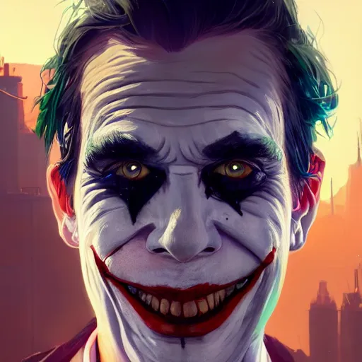 Image similar to highly detailed portrait venong joker gta v, stephen bliss, unreal engine, fantasy art by greg rutkowski, loish, rhads, ferdinand knab, makoto shinkai and lois van baarle, ilya kuvshinov, rossdraws, tom bagshaw, global illumination, radiant light, detailed and intricate environment