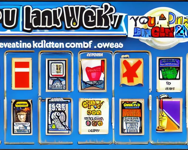 Image similar to You Don't Know Jack, 1995 trivia game software, white and blue text on a black background