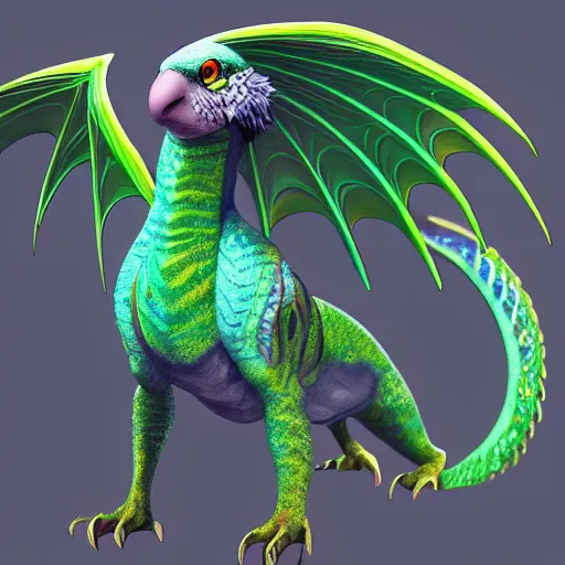 Prompt: a budgie dragon hybrid, trending on artstation, award winning, stylized, very very very very beautiful, hd