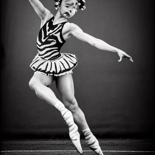 Image similar to a tiger ballerina, award winning photograph, ESPN, Olympics, 60mm