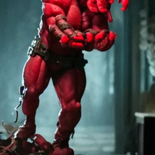 Image similar to twizzlers!!!! hellboy, movie still, high detail