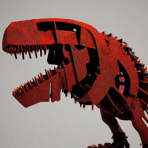 Prompt: a t-rex made out of rusty gears, octane render, 3D