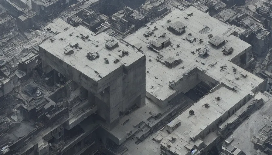 Image similar to big brutalist imperial military base on cliffs, drawing architecture,, greig fraser, very long shot, top angle, imperial architecture in rogue one, pritzker architecture prize, brutalism architecture, jan urschel