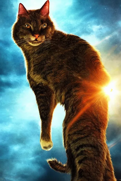 Image similar to a movie poster for warrior cats, depth of field, sun flare, hyper realistic, very detailed, backlighting, cgi, by wayne mclouglin