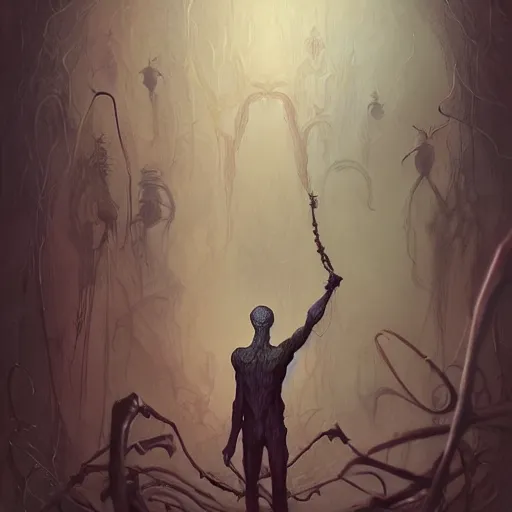 Image similar to Portrait of Handsome Spider Cryptid Model Standing, the humanoid. willian murai Pete Mohrbacher Raymond Swanlandy todd lockwood marc simonetti stephan matiniere Lamin Martin.