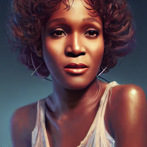 Prompt: young whitney houston as a zombie, 7 days to die zombie, fine art, award winning, intricate, elegant, sharp focus, cinematic lighting, highly detailed, digital painting, 8 k concept art, art by guweiz and z. w. gu, masterpiece, trending on artstation, 8 k